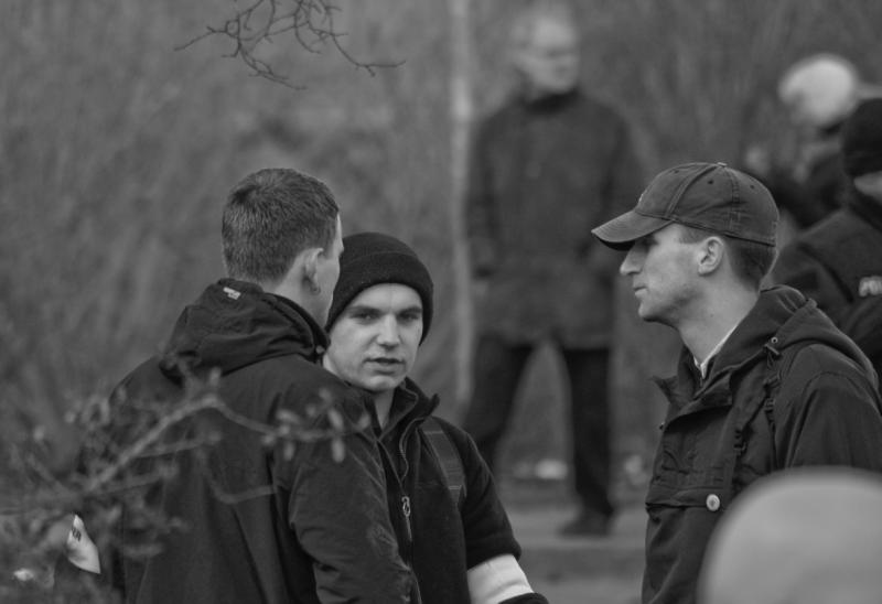 Hannes Welchar als Ordner bei einer Neonazidemonstration in Teterow,im März 2011