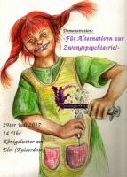 Demo-Einladung. Pippi Langstrumpf zerstört eine Psychopharmakon-Spritze