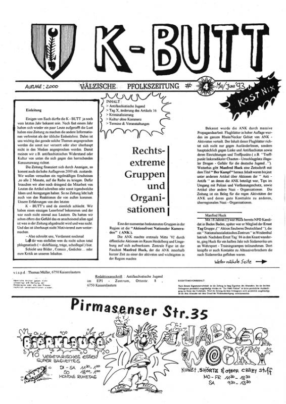 K-BUTT. Välzische Pfolkszeitung. Kaiserslautern. Titel 4