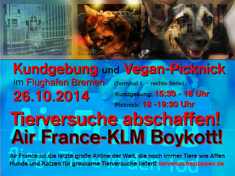 Tierversuche Abschaffen! Air France-KLM Boykott!