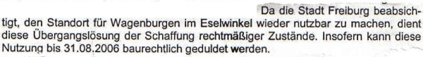 Duldungsverfuegung-der Schattenparker 2006 - Ausschnitt zum Thema Eselwinkel