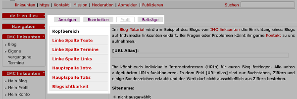 Schreenshot Blog Tutorial: profile