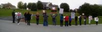 Home-Demo vor dem Haus von John Vestal, Vize-Präsident von Air Transport International (ATI)