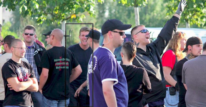 Maik Schneider auf einer neonazistischen Demonstration am 25.08.2013 in Berlin-Hellersdorf (Bildquelle: René Strammber)