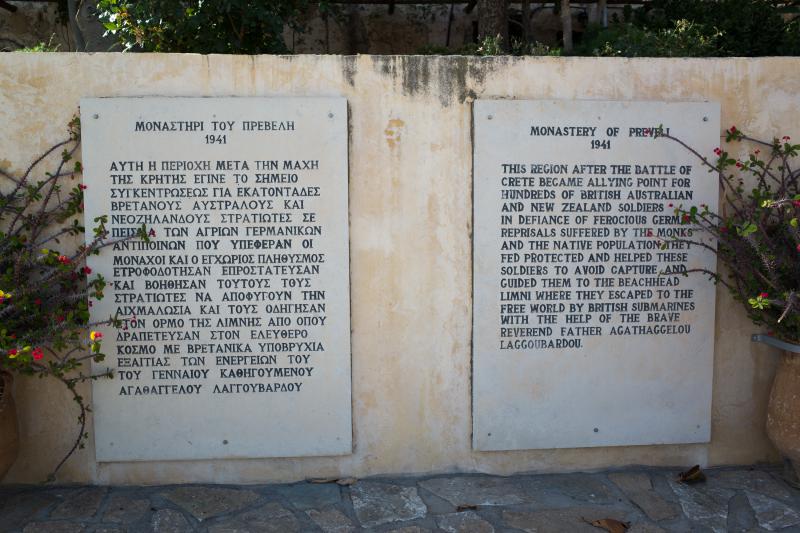 Kloster Preveli, 1941: „...in defiance of ferocious German reprisals suffered by the monks...“