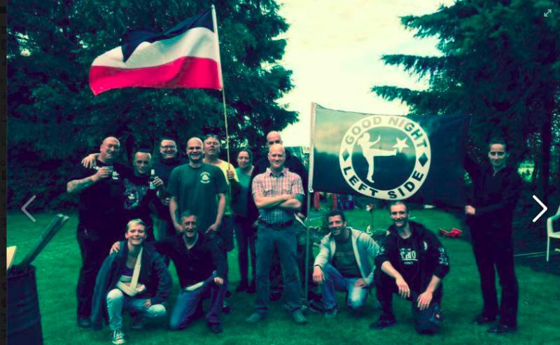 Gruppenfoto vom „ Kameradschaftsabend“ bei Andreas Haack im Garten