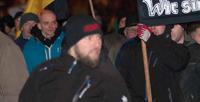 Maik Eminger (im Vordergrund) beim Legida-Aufmarsch am 21. Januar 2015. Foto: Otto Belina.