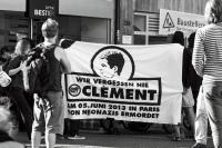 Pour Clément – Kundgebung am 5. Juni 2014 am Bertoldsbrunnen in Freiburg