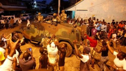 Crowds cheered as troops from the regional bloc Ecowas entered the capital Banjul on Sunday (Photo-Reuters)