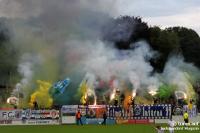 pyrotechnik im babelsberger fanblock beim spiel gegen fc st.pauli