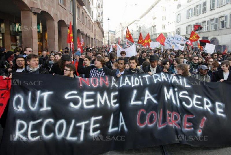 entre 1200 et 1500 personnes ont manifeste ce jeudi a strasbourg contre la loi travail