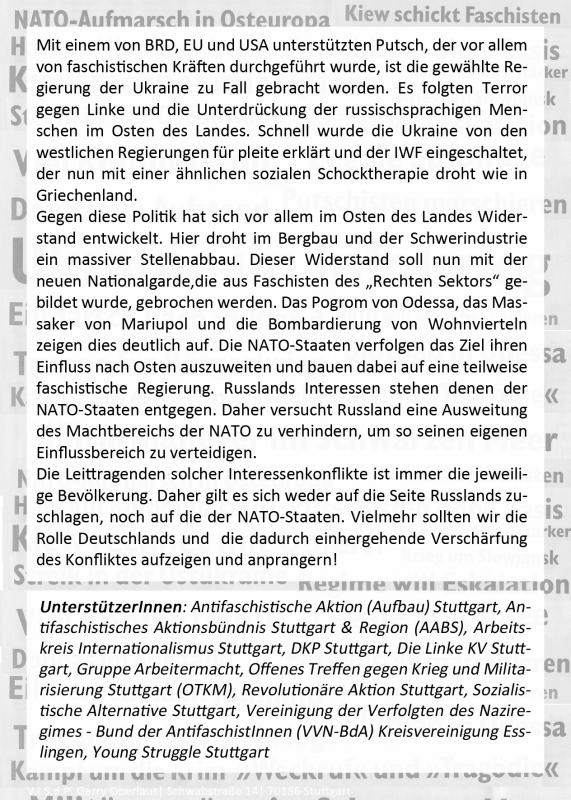 Kundgebung Kein (Bürger)Krieg in der Ukraine |21.06.2014|14:00 Uhr|Stuttgart