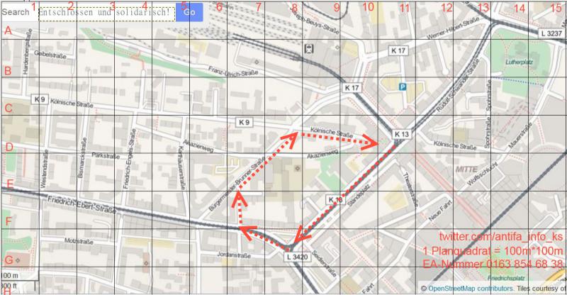 Aktionskarte mit Route der RassistInnen