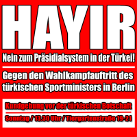 Flyer zur Kundgebung vor der türkischen Botschaft