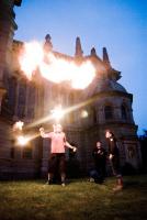 Fire breather at a night demo in Mainz, Germany.