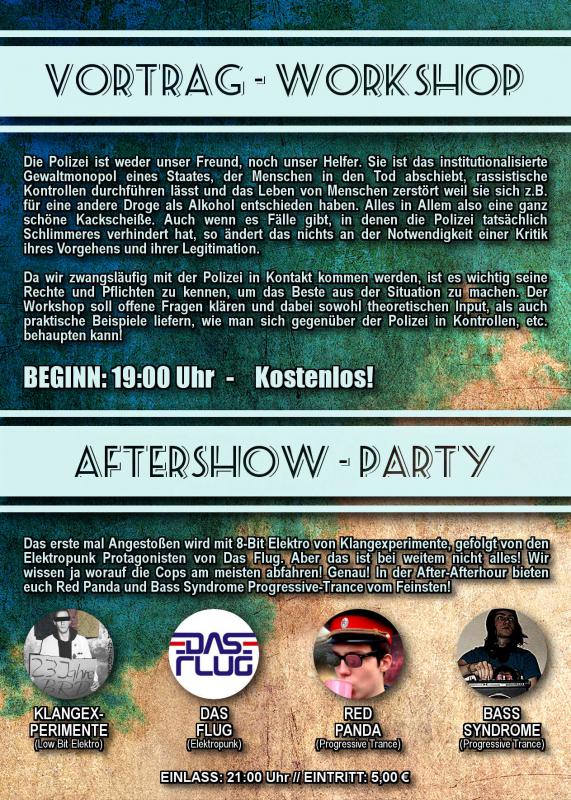 NEVER TRUST A COP – Rechtshilfeworkshop & Aftershowparty