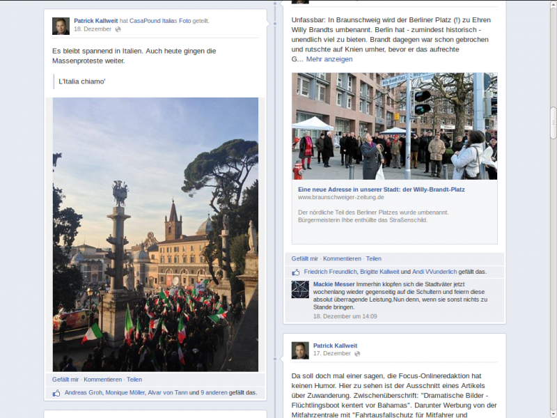 Screenshot von der Facebook-Seite Patrick Kallweits