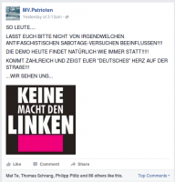 MV.Patrioten auf Facebook vor der Demo