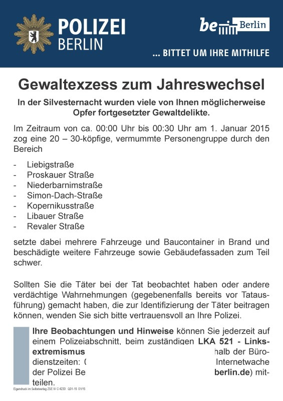 Fahnungsplakat der Schweine Silvester - 14/15 (Tel-Nummern Zensiert)