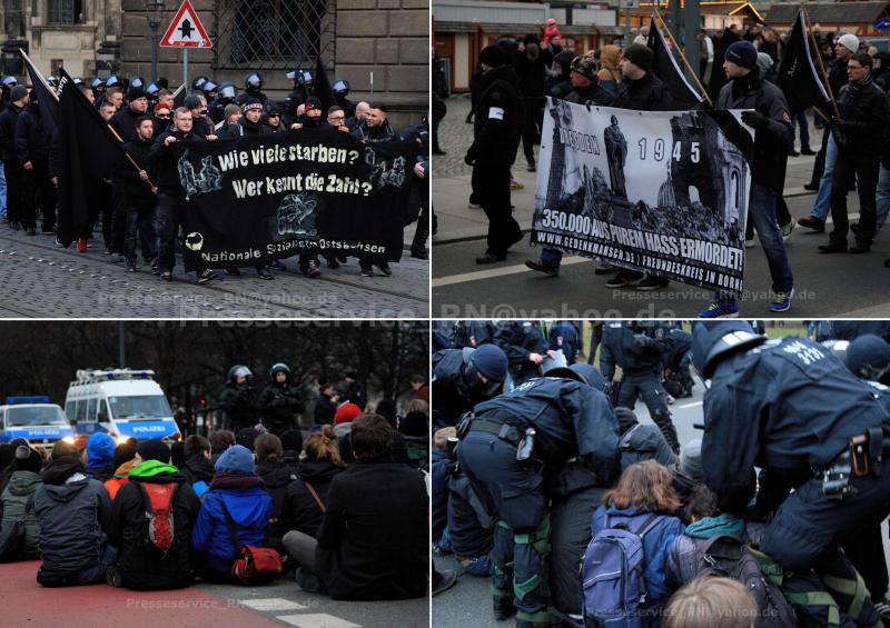 Impressionen vom Naziaufmarsch in Dresden