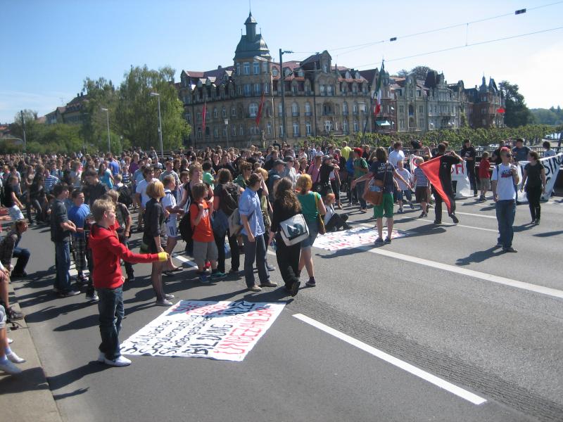 Blockade auf der Alten Rheinbrücke