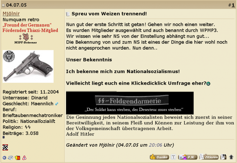 Thiazi Forum > Nationalsozialisten Privatforum