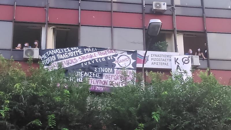 Solidarität-Demonstration auf der Egnatia vor dem SYRIZA-Büro in Thessaloniki