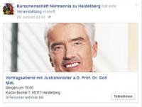 Veranstaltungseintrag der Burschenschaft Normannia auf Facebook