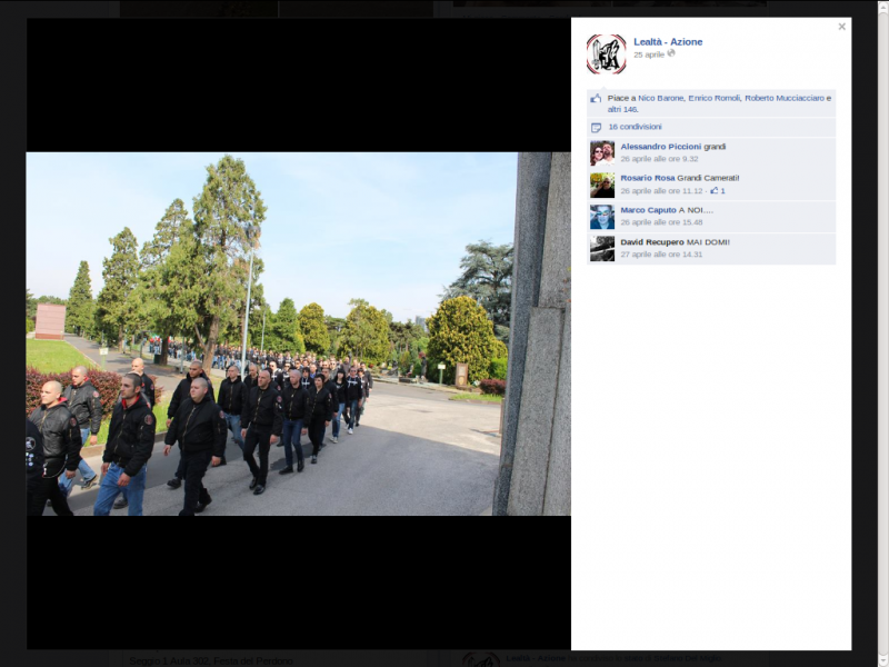 Screenshot von der Facebook - Site der Lealtà-Azione(Milano),25.04.2014