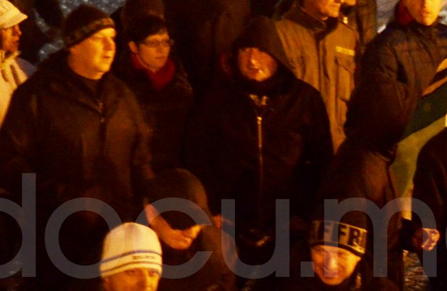 Thomas Persdorf (oben links) und Sven Parthaune (unten rechts) auf einem Rassistenaufmarsch am 6. März 2015 in Wurzen. Foto: docu.media.