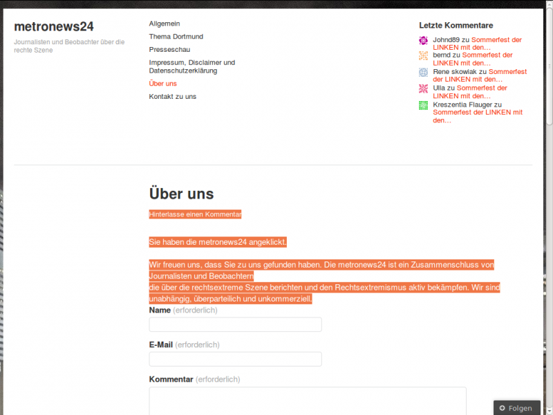 metronews, ein antifaschistischer Blog?