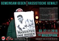 Gemeinsam gegen rassistische Gewalt. Kundgebung am 27.11.2016 von North East Antifa und Reachout