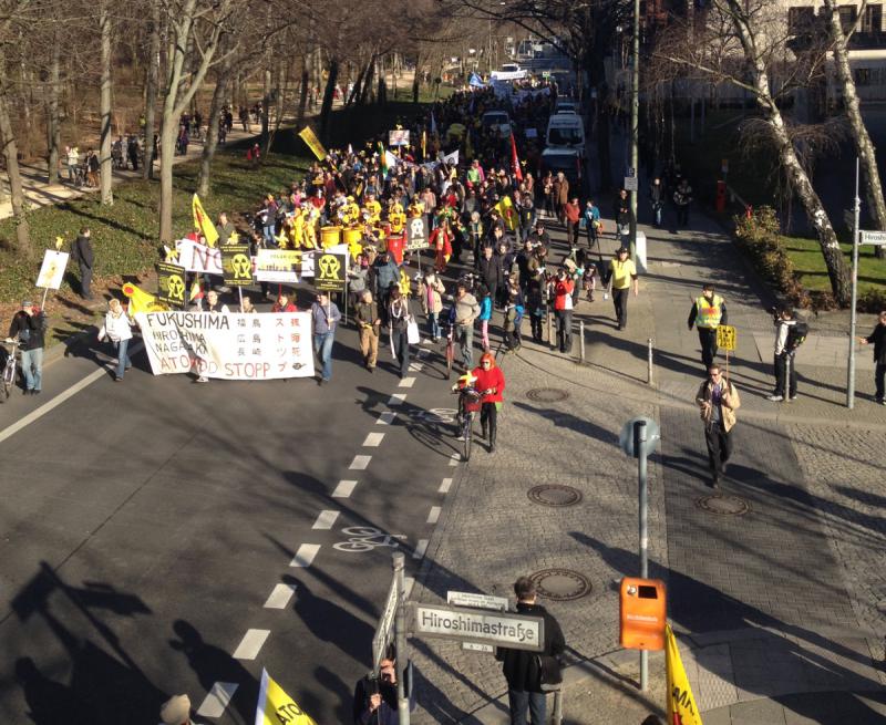 Demonstration aus der Luftperspektive