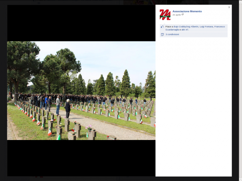 Screenshot von der Facebook - Site der Associazione Memento (Milano),25.04.2014