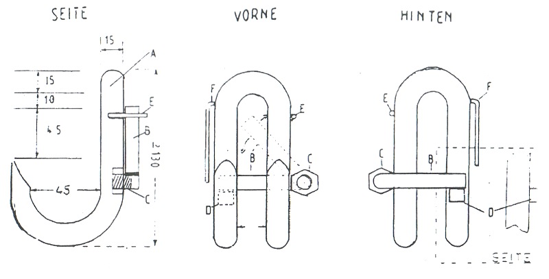 Hakenkralle Seite - vorne - hinten