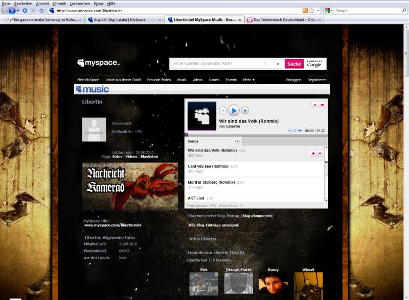 MySpace der Band Libertin