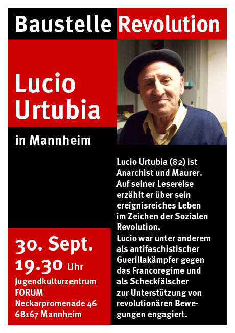 Lesereise Lucio Urtubia Mannheim Flyervorderseite