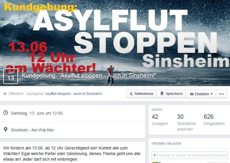 Veranstaltungseintrag zum 13. Juni bei Facebook