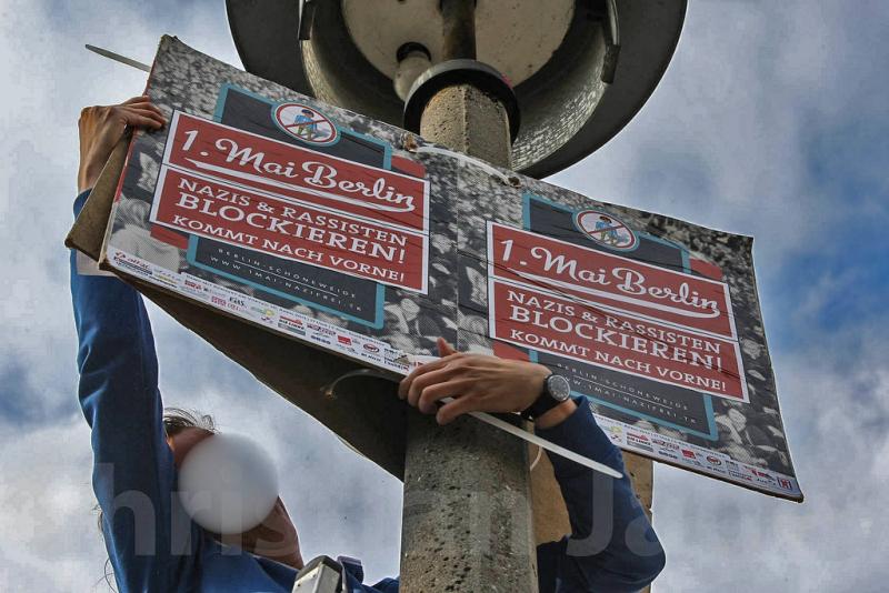 1. Mai - Nazifrei Plakate in Berlin Schöneweide