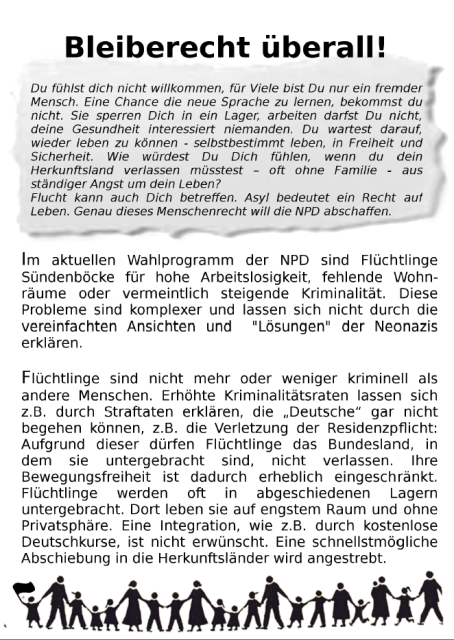 Vorderseite - Pro Bleiberecht Flyer