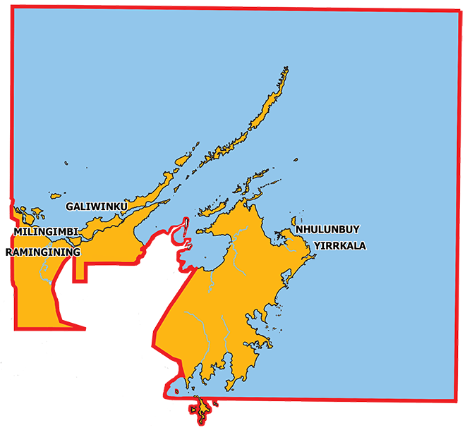 The Nhulunbuy electorate (in yellow)