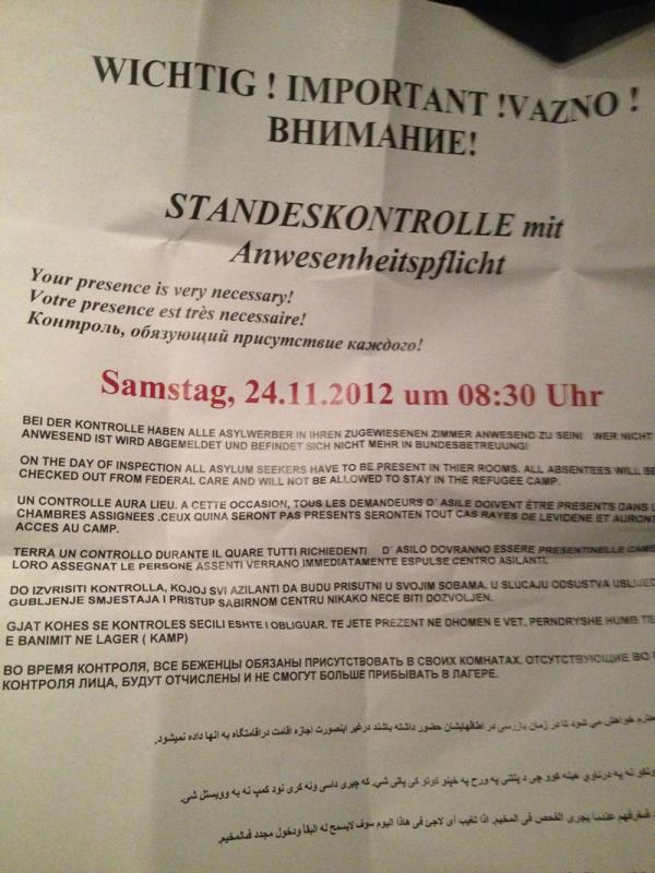 "Wichtig! Standeskontrolle mit Anwesenheitspflicht. Samstag, 24.11.2012 um 8:30 Uhr."