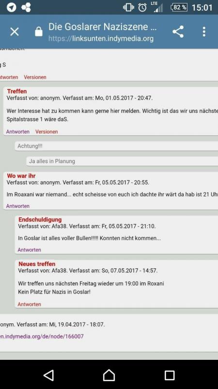 Beweis Nazis fälschen Indymedia chat. Dieser Screenshot wurde vom Kollektiv Nordharz hochgeladen