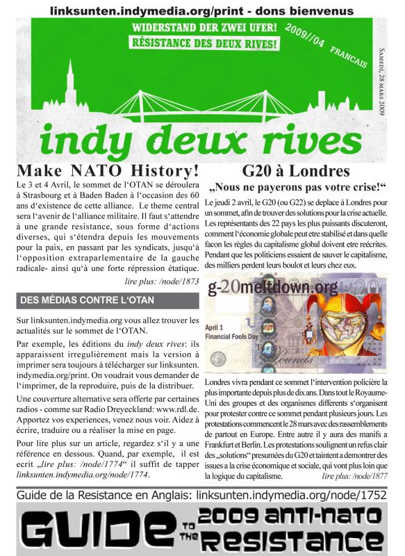 photo de couverture: indy deux rives 2009//04 - francais