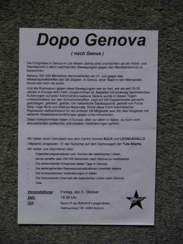 Soliveranstaltung zu Genova - 5.10.2001