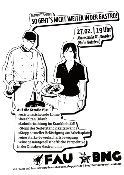 Plakat: So geht’s nicht weiter in der Gastro!