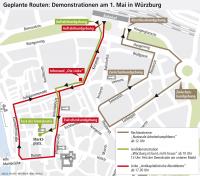 Demoroute & Naziroute 1. Mai in Würzburg