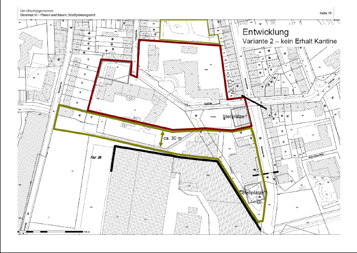 Bebauungsplan Variante2: Kein Erhalt der Kantine