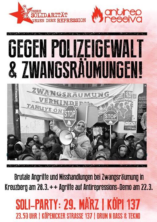 Soli-Party gegen Repression am 22. März 2014 und am 27. März 2014