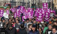 Angry scenes - Dozens of anti-fascist demonstrators march past the Houses of Parliament